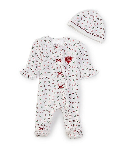 Little Me Baby Girls Newborn-9 Months Long-Sleeve Candy Cane Footie Coverall