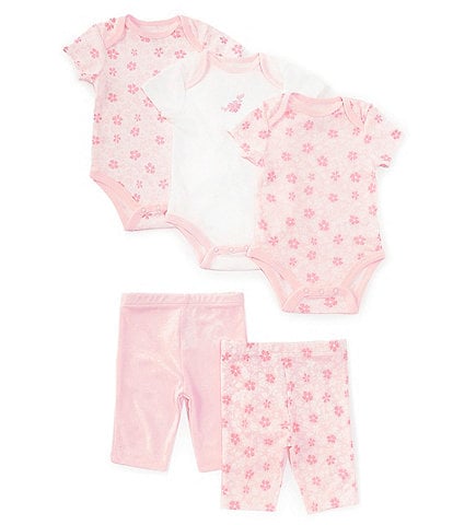 Little Me Baby Girls Newborn-9 Months Short Sleeve Bodysuits & Pants 5-Piece Set