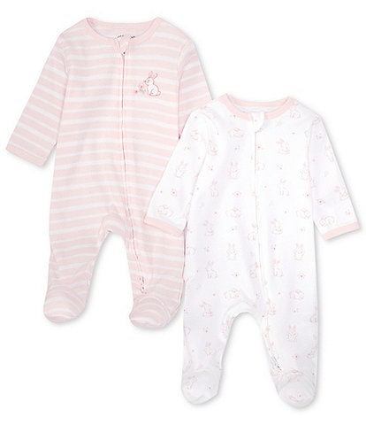 Little Me Baby Girls Newborn-9 Months Springtime Long-Sleeve Footed Coverall 2-Pack