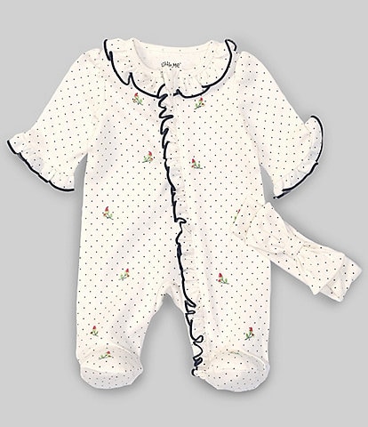 Little Me Baby Girls Preemie-9 Months Long-Sleeve Rosebud Print Footed Coverall & Bow Headband Set