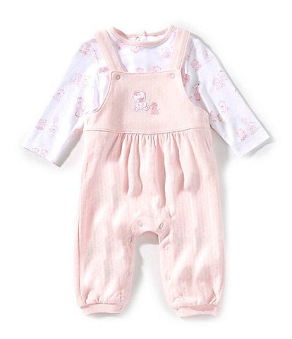 Little Me Baby Girls Sleeveless Bear-Motif Organic Cotton Overall & Bear-Printed Organic Cotton T-Shirt Set