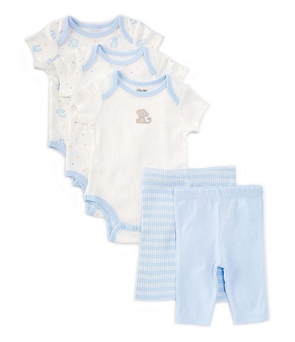 Little Me Baby Newborn-9 Months Cute Short Sleeve Bodysuit & Coordinating Pants 5-Pack