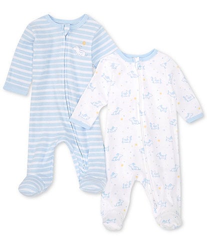 Little Me Baby Newborn-9 Months Playtime Long Sleeve Footed Coverall 2-Pack