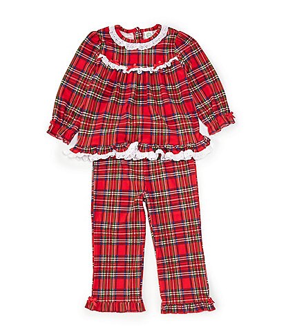 Little Me Little Girls 2T-4T Long-Sleeve Christmas Plaid Pajama Top & Matching Pajama Pants Set
