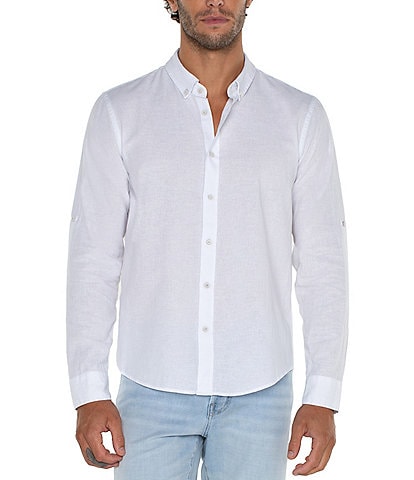 Liverpool Los Angeles Convertible Long Sleeve Linen Blend Shirt
