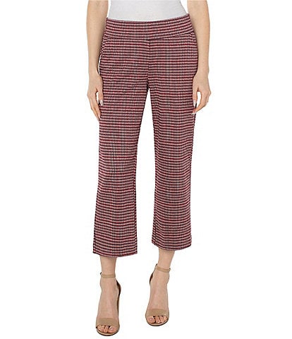 Liverpool Los Angeles Houndstooth Mabel Knit Flat Front Mid Rise Straight Leg Pull-On Pants