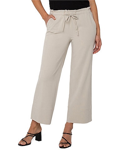 Liverpool Los Angeles Lightweight Textured Pull-On Drawstring Tie Wide Leg Pants