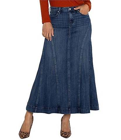 Liverpool Los Angeles Mermaid Denim 5-Pocket Maxi Skirt