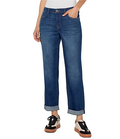 Liverpool Los Angeles Mid Rise Boyfriend Rolled Cuffed Jeans