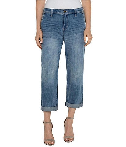 Liverpool Los Angeles Norma Denim Relaxed Roller Crop Mid Rise Jeans