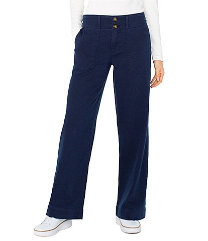 Liverpool Los Angeles Petite Size Hannah Soft Denim Mid Rise Wide Leg Utility Pants