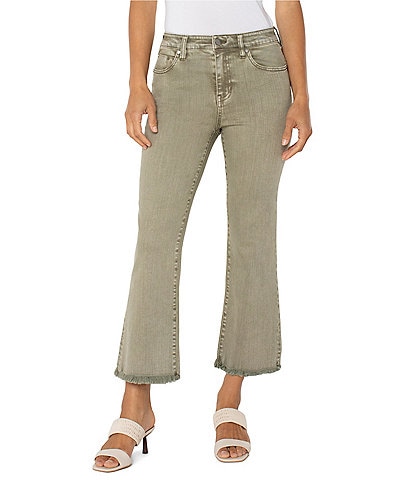 Liverpool Los Angeles Petite Size Hannah Twill Flare Frayed Hem Cropped Jeans