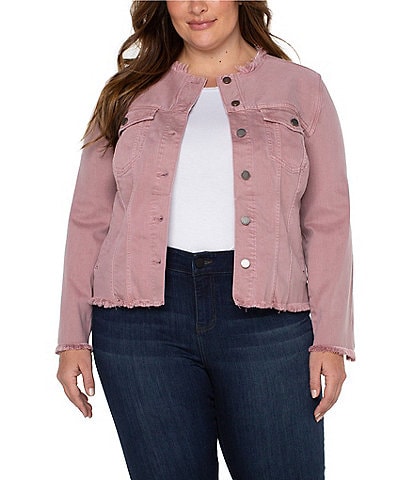 Liverpool Los Angeles Plus Size Fray Edge Classic Jean Jacket
