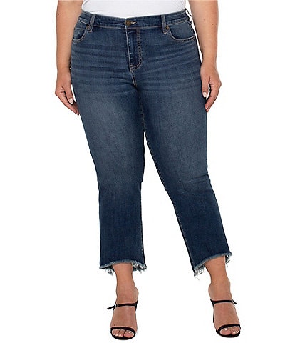 Liverpool Los Angeles Plus Size Hannah Crop Flare Curve Frayed Hem Crop Jeans