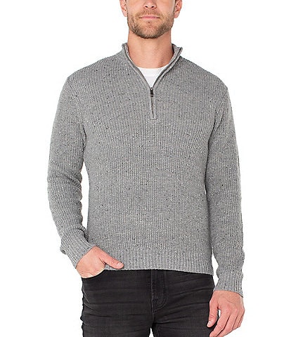 Liverpool Los Angeles Quarter Zip Long Sleeve Wool Blend Sweater