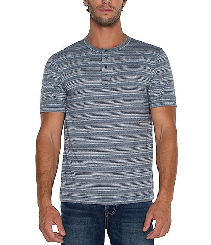 Liverpool Los Angeles Short Sleeve Striped Henley T-Shirt