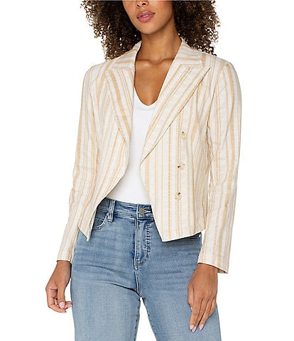 Liverpool Los Angeles Stripe Notch Collar Long Sleeve Open Front Blazer