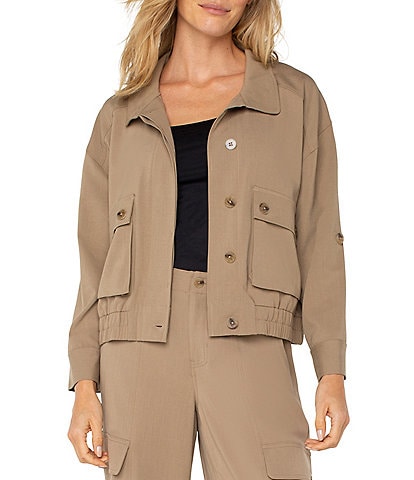 Liverpool Los Angeles Textured Stretch Cinched Hem Utility Jacket