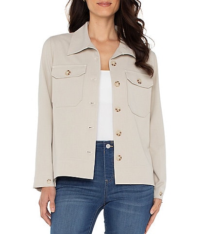Liverpool Los Angeles Textured Woven Flyaway Shirt Jacket