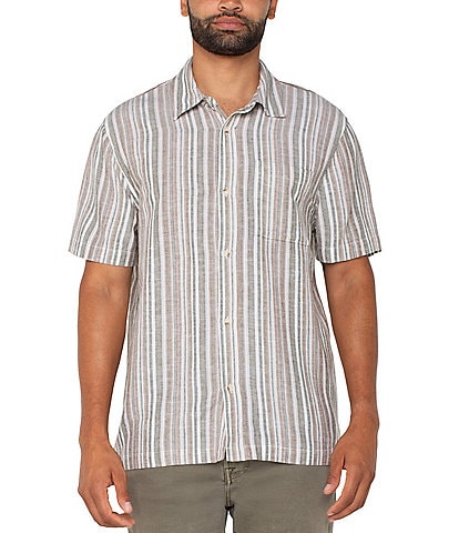 Liverpool Los Angeles Vintage Inspired Striped Short Sleeve Woven Shirt