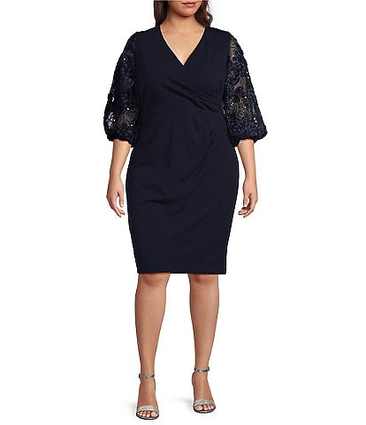 Livia Jolie by Le Bos Plus Size 3/4 Sequin Lace Sleeve Sheath Dress