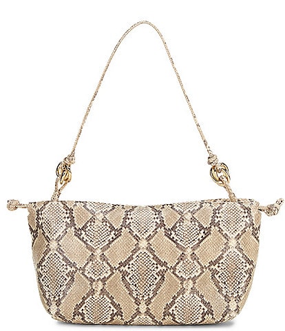 Loeffler Randall Kiri Snake Print Multi Ring Dumpling Drawstring Pouch Clutch Bag