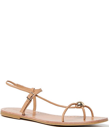 Loeffler Randall Lara Leather Hardware Ankle Strap Flat Sandals