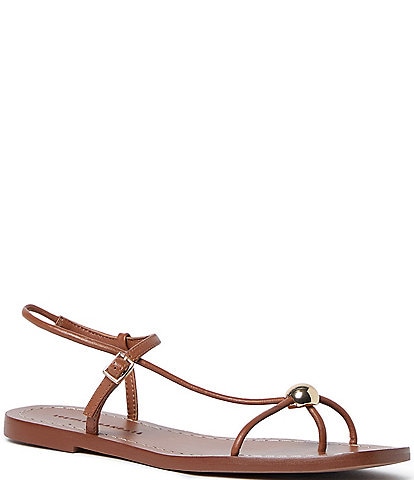 Loeffler Randall Lara Leather Hardware Ankle Strap Flat Sandals