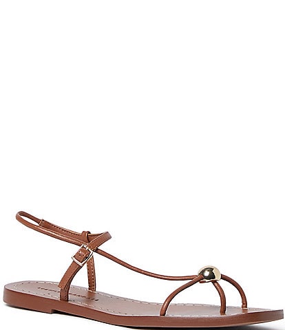 Loeffler Randall Lara Leather Hardware Ankle Strap Flat Sandals