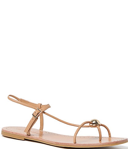 Loeffler Randall Lara Leather Hardware Ankle Strap Flat Sandals