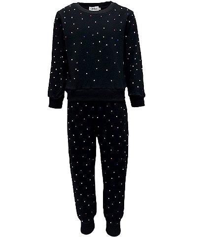 Lola + The Boys Little/Big Girls 2-12 Rainbow Sparkle Long Sleeve Pullover & Matching Jogger Pants Track Set