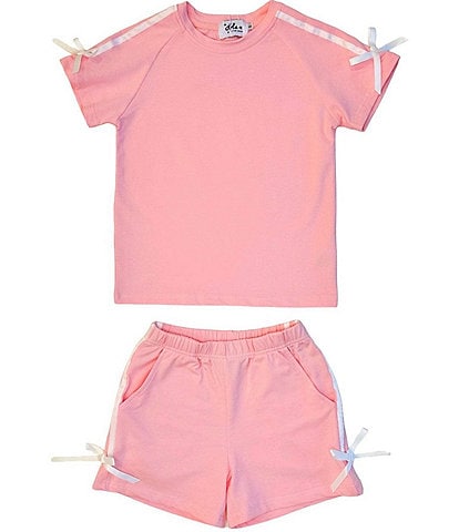 Lola + The Boys Little/Big Girls 2-12 Sporty Bow Short Sleeve T-Shirt & Pull-On Shorts Set
