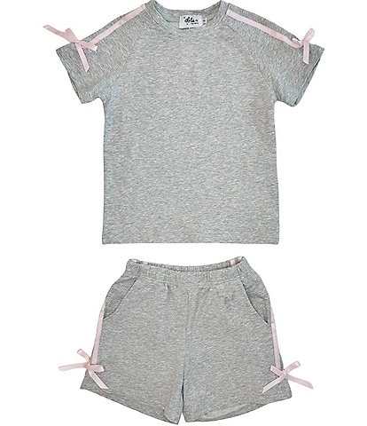 Lola + The Boys Little/Big Girls 2-12 Sporty Bow Short Sleeve T-Shirt & Pull-On Shorts Set