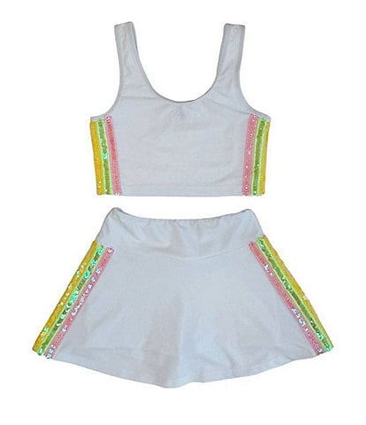 Lola + The Boys Little/Big Girls Rainbow Sequin Trim Tank Top &Tennis Skirt Set