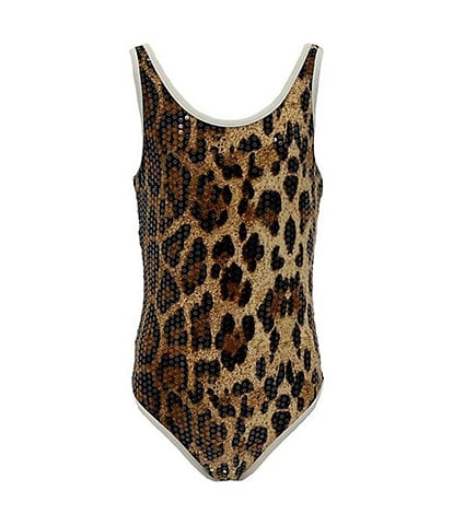 Lola + The Boys Little/Big Girls Sequin Leopard Print 1-Piece Swimsuit