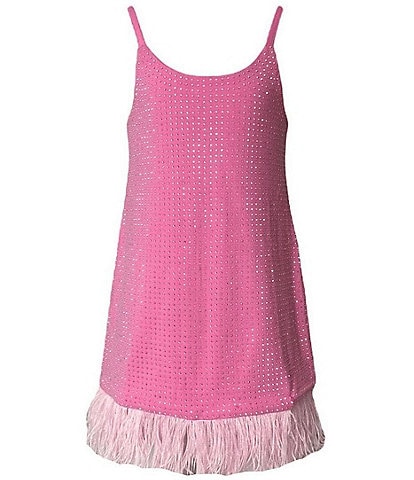 Lola + The Boys Little/Big Girls Taylor Sleeveless Crystal Feather Dress