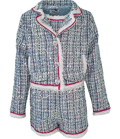 Lola + The Boys Little/Big Girls 4-12 Boucle Long Sleeve Jacket, Tank Top, & Matching Shorts 3-Piece Set