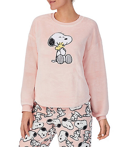 Long Sleeve Fleece Snoopy Applique Coordinating Sleep Top
