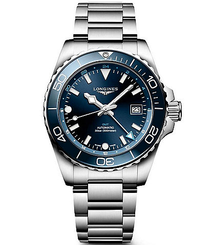 Longines Men's Blue Dial Hydroconquest Automatic GMT Stainless Steel Bracelet Watch