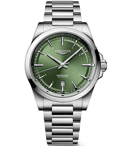 Longines Men's Green Dial Conquest Automatic Stainless Steel Bracelet Watch