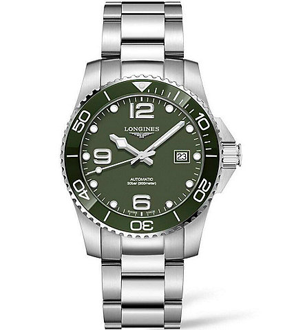 Longines Men's Hydroconquest Automatic Green Matte Dial Stainless Steel Bracelet Watch