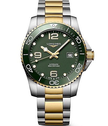 Longines Men's Hydroconquest Green Dial Automatic Two Tone Stainless Steel Bracelet Watch
