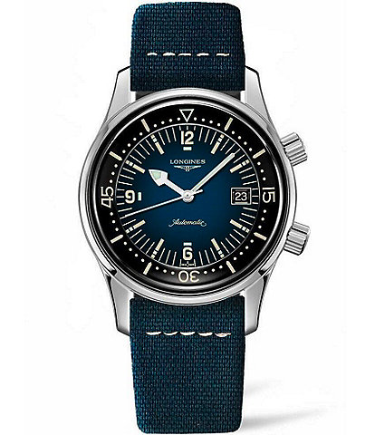 Longines Men's Legend Diver Automatic Blue Leather Strap Watch