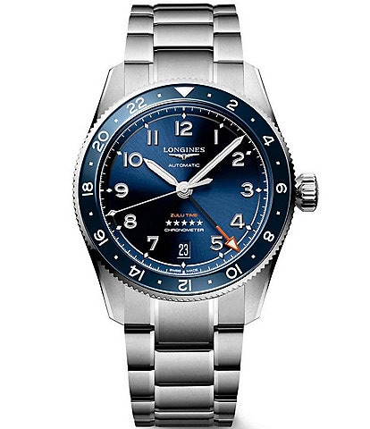 Longines Men's Spirit Zulu Automatic GMT Stainless Steel Bracelet Watch