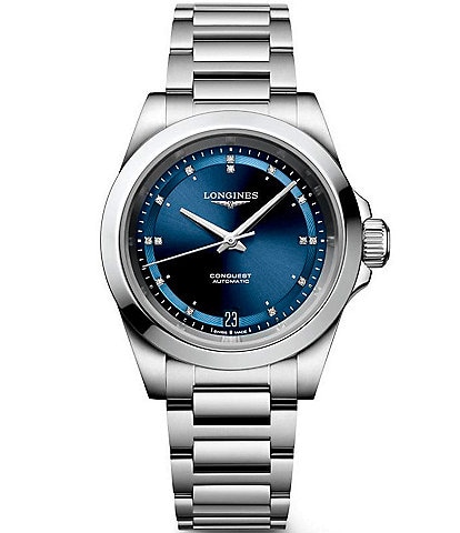Longines Women's Blue Dial Conquest Collection Automatic Stainless Steel Bracelet Watch