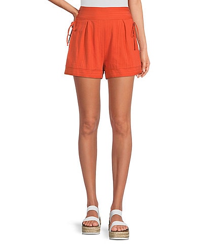 Lost + Wander Miss Marmalade Side Lace Up Waistband Pleat Front Woven Shorts