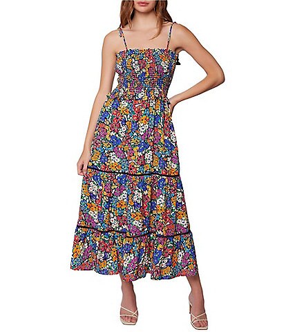 Lost + Wander Renoirs Terrace Floral Print Square Neck Sleeveless Maxi Dress