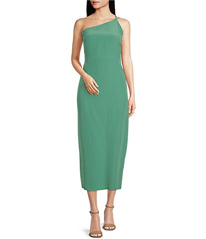 Lost + Wander Willow In The Wind Ribbed One Shoulder Sleeveless Double Strap Maxi Dress