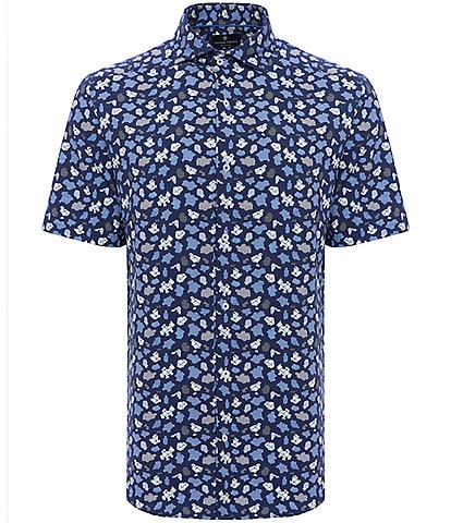 Luchiano Visconti Big & Tall Puzzle Print Stretch Short Sleeve Woven Shirt