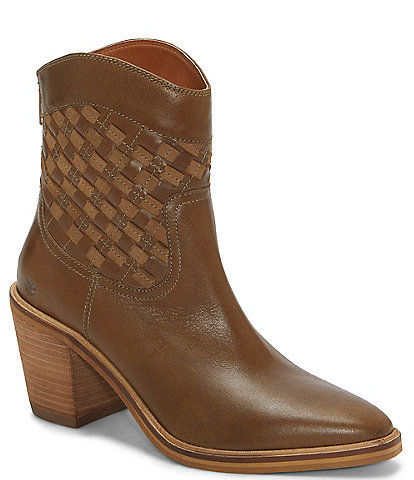Lucky Brand Aryleis Leather Woven Shaft Western Booties